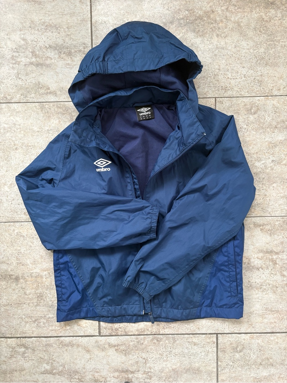 Umbro Kids Navy Blue Hooded Rain Jacket